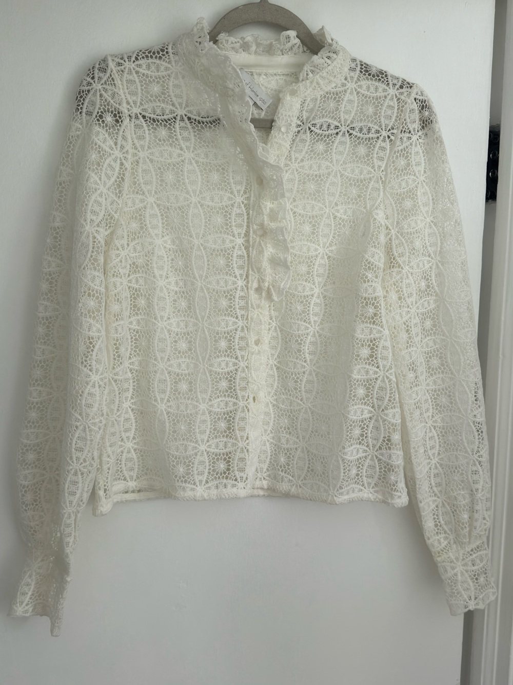 NWOT House of Harlow 1960 White Lace Blouse Size Small